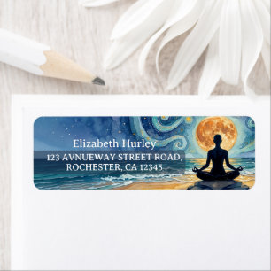 Yoga Meditatie Sterrennacht Lucht Maan Oceaan Stra Etiket
