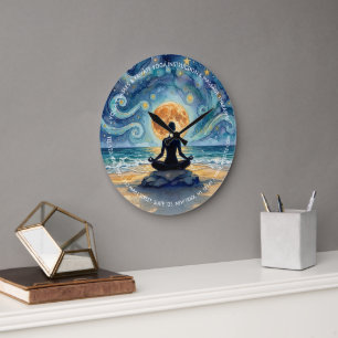 Yoga Meditatie Sterrennacht Lucht Maan Oceaan Stra Grote Klok