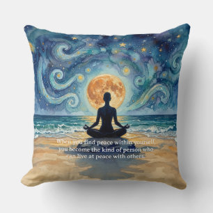 Yoga Meditatie Sterrennacht Lucht Maan Oceaan Stra Kussen