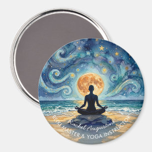 Yoga-meditatie sterrennacht lucht maan oceaan stra magneet