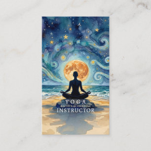 Yoga-meditatie sterrennacht lucht maan oceaan stra visitekaartje