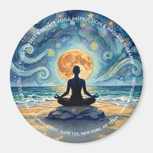 Yoga-meditatie sterrennacht maan oceaan strand magneet