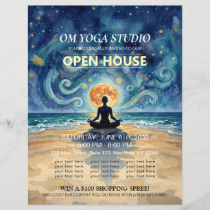 Yoga Meditatie Sterrennacht Maan Open Huis Flyer