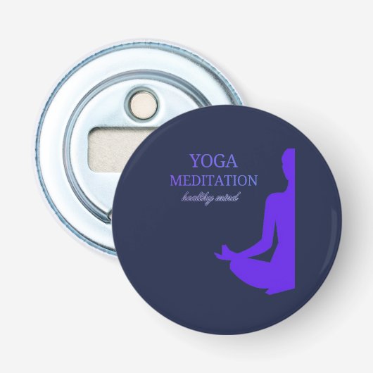 Yoga & Meditatie voor een gezonde geest Button Flesopener (Voorkant)