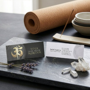 Yoga Meditatiehouding OM Symbool Modern Zwart & Go Mini Visitekaartje