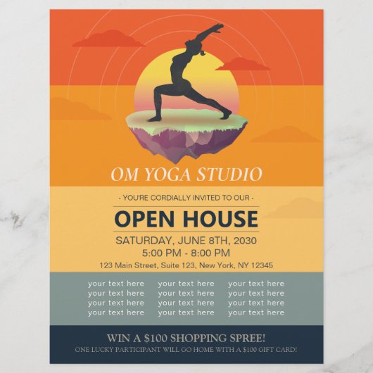 Yoga meditatiehouding Zon Vliegend Eiland Open Hui Flyer (Voorkant)