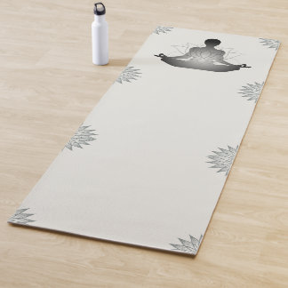 Yoga Meditatieve Houding Lotus Bloem Patroon Grijs Yogamat
