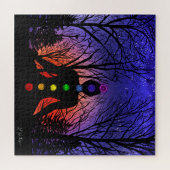 Yoga Meditating in Park | Zonnebomen en bomen Legpuzzel (Horizontaal)