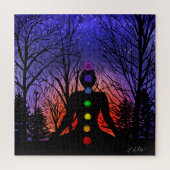 Yoga Meditating in Park | Zonnebomen en bomen Legpuzzel (Verticaal)