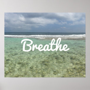 Yoga & Meditation Beach "Breathe" Spirit Poster