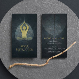 Yoga Meditation Black & Gold Foil met Bodhi Leaf Visitekaartje