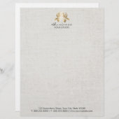 Yoga & Meditation Elegant Gold Lotus Faux Linen Briefhoofd (Voorkant / Achterkant)