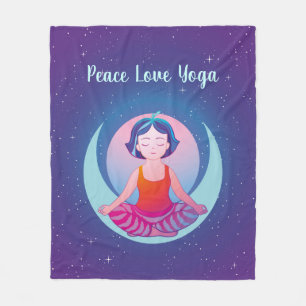 Yoga meditation girl fleece deken