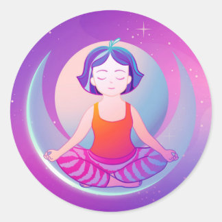 Yoga meditation girl ronde sticker