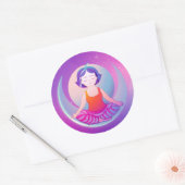 Yoga meditation girl ronde sticker (Envelop)