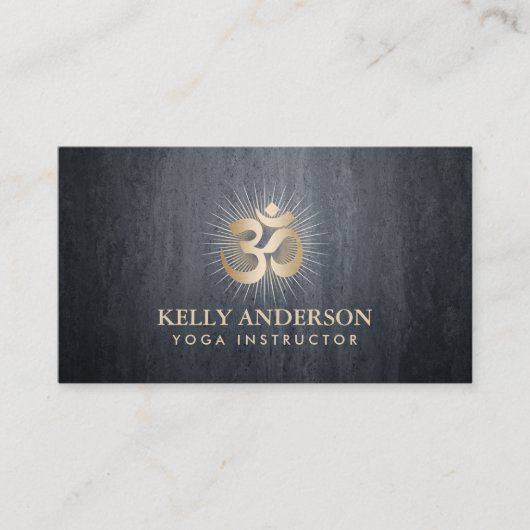 Yoga & Meditation Gold Om Mantra Dark Grey Visitekaartje (Voorkant)