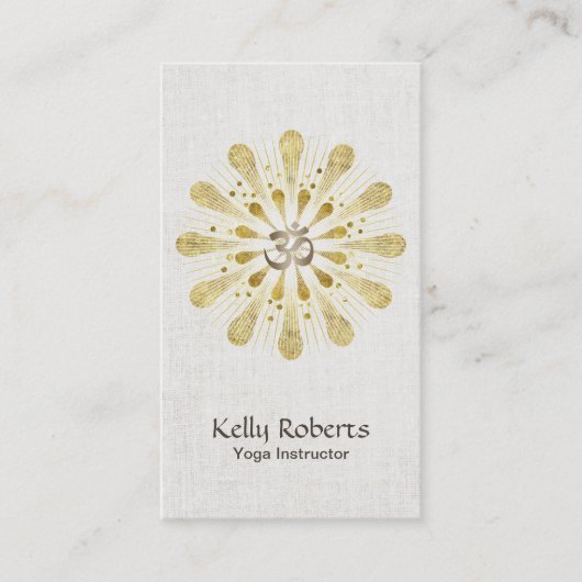 Yoga & Meditation Gold om Sign Lotus Mandala Visitekaartje (Voorkant)