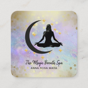 *~* Yoga Meditation Gold Woman Moon Mindfulness -  Vierkante Visitekaartje