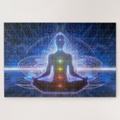 YOGA MEDITATION IN LOTUS POSITION WITH CHAKRA LEGPUZZEL (Horizontaal)