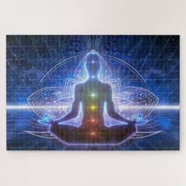 YOGA MEDITATION IN LOTUS POSITION WITH CHAKRA LEGPUZZEL