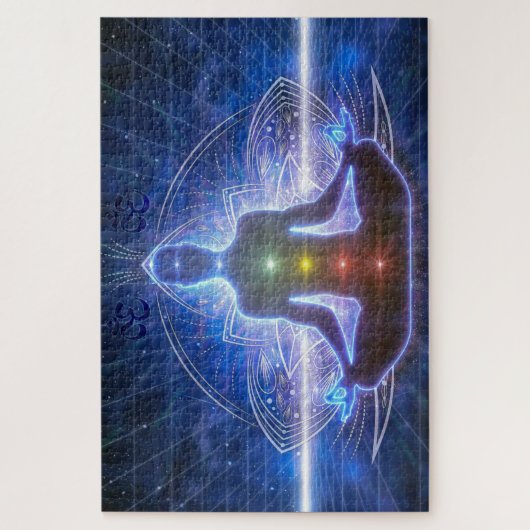 YOGA MEDITATION IN LOTUS POSITION WITH CHAKRA LEGPUZZEL (Verticaal)