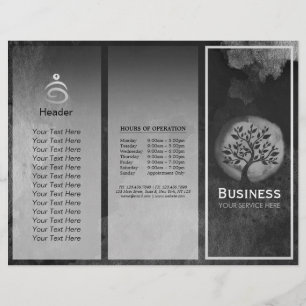 Yoga Meditation Instructor B&W Tree Logo Tri Fold