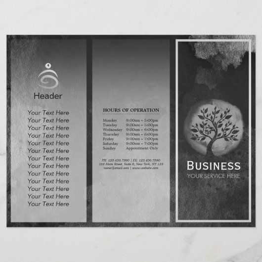 Yoga Meditation Instructor B&W Tree Logo Tri Fold (Voorkant)