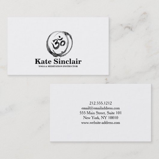 Yoga & Meditation Instructor Black en White Visitekaartje (Voorkant / Achterkant)