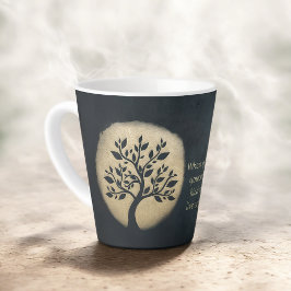 Yoga Meditation Instructor Black Gold Tree Quottes Latte Mok