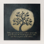 Yoga Meditation Instructor Black Gold Tree Quottes Legpuzzel (Verticaal)