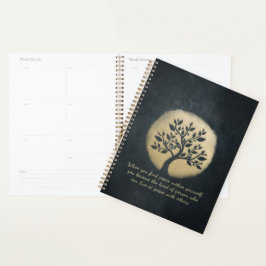 Yoga Meditation Instructor Black Gold Tree Quottes Planner