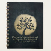 Yoga Meditation Instructor Black Gold Tree Quottes Planner (Voorkant)