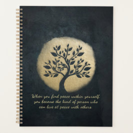 Yoga Meditation Instructor Black Gold Tree Quottes Planner