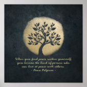 Yoga Meditation Instructor Black Gold Tree Quottes Poster (Voorkant)