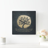 Yoga Meditation Instructor Black Gold Tree Quottes Vierkante Klok (Huis)