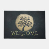 Yoga Meditation Instructor Black Gold Tree Welkom Deurmat (Voorkant)