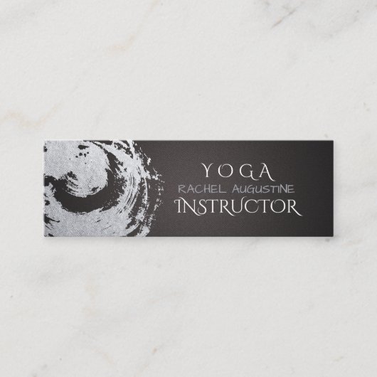 Yoga Meditation Instructor Black Silver ZEN Symboo Mini Visitekaartje (Voorkant)