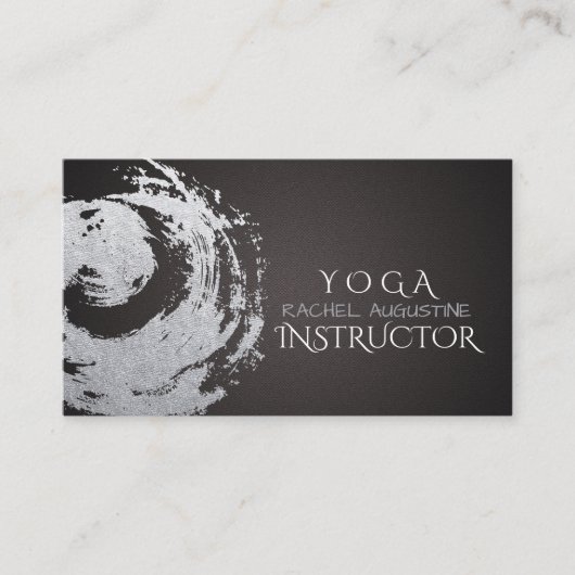Yoga Meditation Instructor Black Silver ZEN Symboo Visitekaartje (Voorkant)