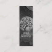 Yoga Meditation Instructor Black & White Tree Logo Mini Visitekaartje (Voorkant)