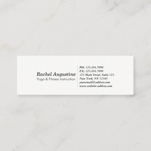 Yoga Meditation Instructor Black & White Tree Logo Mini Visitekaartje (Achterkant)