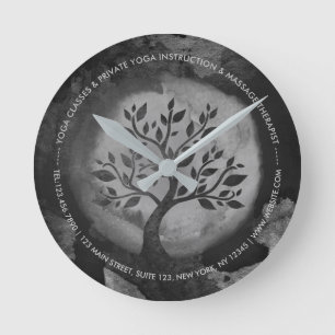 Yoga Meditation Instructor Black & White Tree Logo Ronde Klok