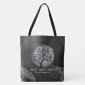 Yoga Meditation Instructor Black & White Tree Logo Tote Bag (Voorkant)