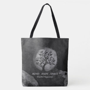 Yoga Meditation Instructor Black & White Tree Logo Tote Bag