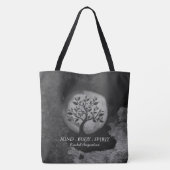 Yoga Meditation Instructor Black & White Tree Logo Tote Bag (Achterkant)