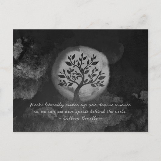 Yoga Meditation Instructor Black White Tree Quote Briefkaart (Voorkant)