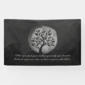 Yoga Meditation Instructor Black White Tree Quote Spandoek (Horizontaal)