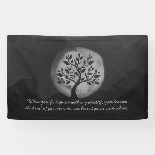 Yoga Meditation Instructor Black White Tree Quote Spandoek (Horizontaal)