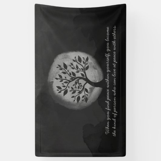 Yoga Meditation Instructor Black White Tree Quote Spandoek (Verticaal)
