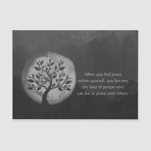 Yoga Meditation Instructor Black White Tree Quote Tissuepapier (Voorkant)