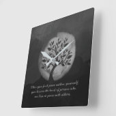 Yoga Meditation Instructor Black White Tree Quote Vierkante Klok (Hoek)